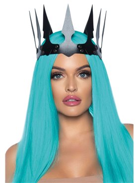 Корона злої королеви Leg Avenue Faux leather spiked crown Black, штучна шкіра, заклепки