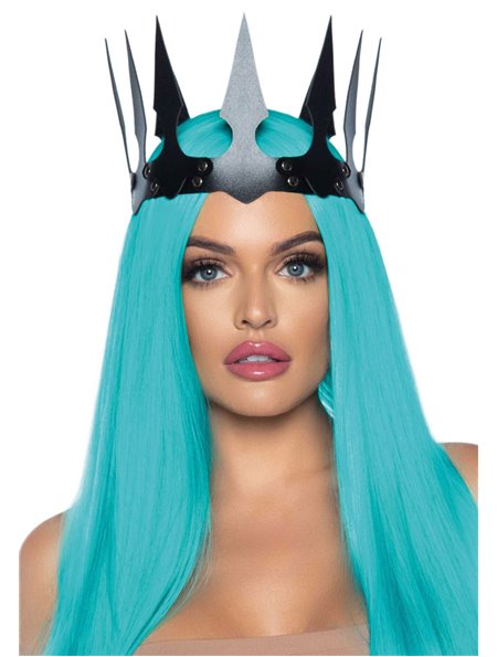 Корона злої королеви Leg Avenue Faux leather spiked crown Black, штучна шкіра, заклепки
