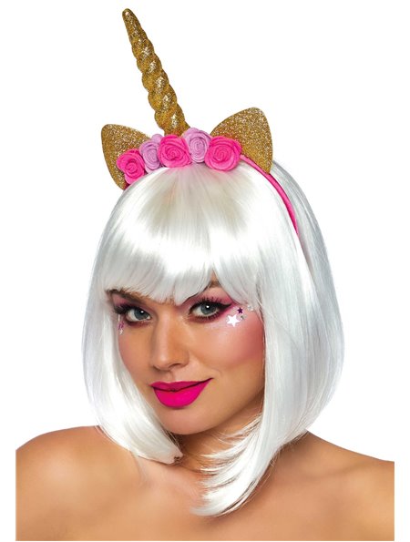 Золотий ріг єдинорога Leg Avenue Golden unicorn flower headband, прикрашений квітами