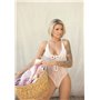 Мереживне боді Leg Avenue Floral lace thong teddy White, шнурівка на грудях, one size