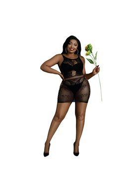 Сукня-бодістокінг Moonlight Plus Model 01 XL-XXXL Black, міні, без рукавів
