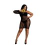 Сукня-бодістокінг Moonlight Plus Model 05 XL-XXXL Black, закрите одне плече та рукав SO8196 Moonlight (Іспанія) фото - Luxbikini