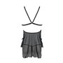 Сорочка Passion DELIENA CHEMISE L/XL black, стрінги із заниженою талією