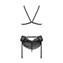 Комплект з відкритим доступом Passion DELIENA SET XXL/XXXL black, ліф, стрінги, пояс для панчіх
