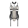 Корсет з відкритими грудьми Passion DOMINICA CORSET L/XL beige, пажі для панчіх, стрінги