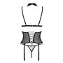 Корсет з відкритими грудьми Passion DOMINICA CORSET L/XL beige, пажі для панчіх, стрінги