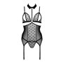 Корсет з відкритими грудьми Passion DOMINICA CORSET XXL/XXXL black, пажі для панчіх, стрінги