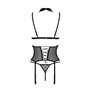 Корсет з відкритими грудьми Passion DOMINICA CORSET XXL/XXXL black, пажі для панчіх, стрінги