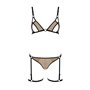Еротичний комплект спідньої білизни Passion GABI SET S/M beige, трусики з гартерами