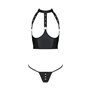 Комплект білизни з відкритими грудьми Passion GENEVIA SET WITH OPEN BRA L/XL black, корсет, стрінги