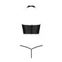 Комплект білизни з відкритими грудьми Passion GENEVIA SET WITH OPEN BRA S/M black, корсет, стрінги