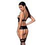Корсет з відкритими грудьми Passion JANNIES CORSET S/M black, стрінги в наборі