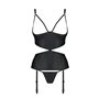 Корсет з відкритими грудьми Passion JANNIES CORSET S/M black, стрінги в наборі