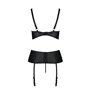 Корсет з відкритими грудьми Passion JANNIES CORSET S/M black, стрінги в наборі