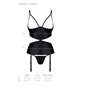 Корсет з відкритими грудьми Passion JANNIES CORSET S/M black, стрінги в наборі