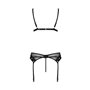 Комплект білизни Passion NESSY SET L/XL black, бюстгальтер, пояс для панчіх, стрінги