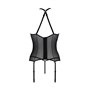 Корсет з пажами Passion SATARA CORSET L/XL black, стрінги, мереживо, застібки спереду та ззаду