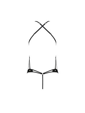 Комплект білизни Passion GIANA BIKINI L/XL, black, напівпрозорі ліф і трусики з бантиками