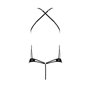Боді з відкритим доступом Passion TASMINA BODY XXL/XXXL, black, екошкіра, шнурівки, ажурні мережива