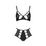 Комплект білизни Passion TASMINA SET S/M black, ліф, високі трусики з корсетом ззаду