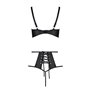Комплект білизни Passion TASMINA SET S/M black, ліф, високі трусики з корсетом ззаду