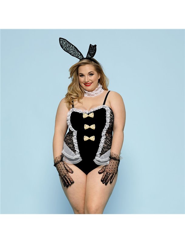 Еротичний костюм зайчика JSY «Пристрасна Медісон» Plus Size, Black, боді, вушка, рукавички, хвіст, ч SO8374 JSY (Китай) фото ...