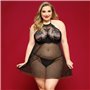 Сорочка бебі-дол JSY «Пристрасна Ліліт» Plus Size, Black, халтер, дрібна сітка, мереживо, стрінги SO8385 JSY (Китай) фото - L...