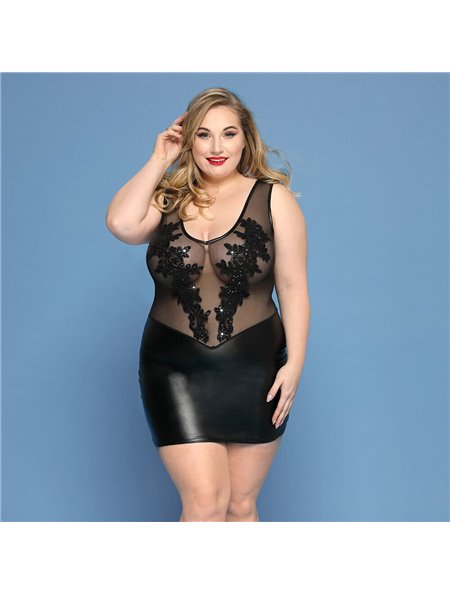 Елегантна сукня JSY «Леді Софія» Plus Size, black, дрібна сітка, вишивка, екошкіра SO8386 JSY (Китай) фото - Luxbikini