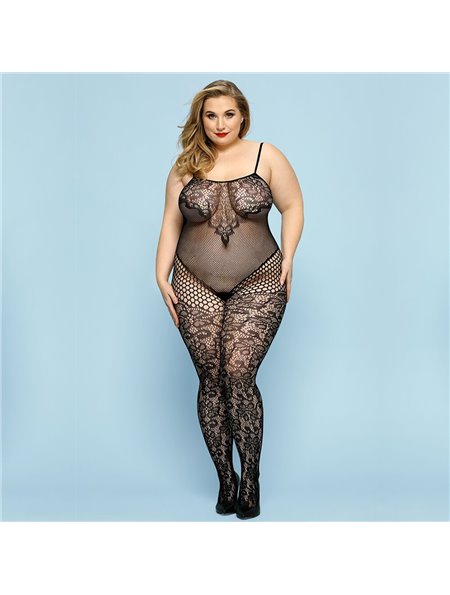 Відвертий бодістокінг JSY «Фатальна Скарлет» Plus Size, Black, імітація боді, мереживо, доступ SO8388 JSY (Китай) фото - Luxb...