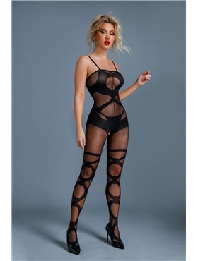 Бодістокінг Caprice Lingerie Model 11 One size Black, імітація панчіх, відкритий доступ