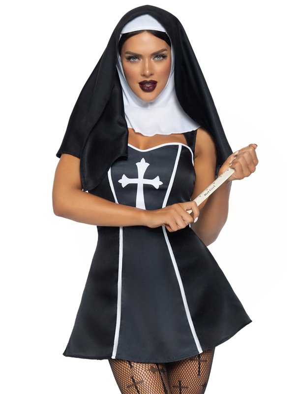 Костюм черниці Leg Avenue Naughty Nun S, сукня, головний убір
