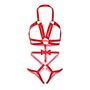 Портупея-тедді з ременів Leg Avenue Studded O-ring harness teddy M Red, екошкіра