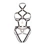 Портупея-тедді з екошкіри Leg Avenue Heart ring harness teddy L, Black, підвіска-сердечко, ланцюги