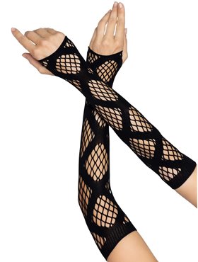Довгі мітенки Leg Avenue Faux wrap net arm warmers One size Black, велика сітка