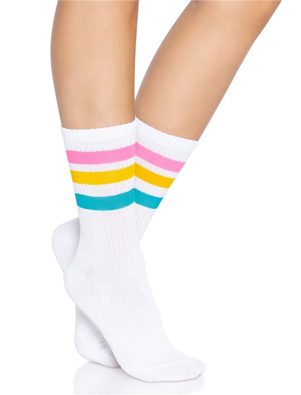 Шкарпетки жіночі в смужку Leg Avenue Pride crew socks Pansexual, 37–43 розмір SO8585 Leg Avenue (США) фото - Luxbikini
