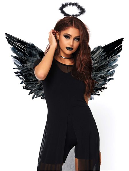 (SALE) Крила чорного ангела Leg Avenue Angel Accessory Kit Black, крила, німб