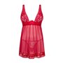 Прозора сорочка бебі-дол Obsessive Lacelove babydoll & thong XS/S Red, мереживо, стрінги SO8646 Obsessive (Польща) фото - Lux...