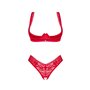 Комплект білизни Obsessive Lacelove cupless 2-pcs set XL/2XL Red, відкритий доступ, відкриті груди