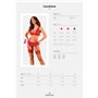 Комплект білизни Obsessive Lacelove cupless 3pcs set XS/S Red, бюстгальтер, стрінги, пояс для панчіх