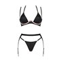 Комплект білизни Obsessive Selinne 3-pcs set XL/2XL Black, бюстгальтер, стрінги пояс для панчіх SO8669 Obsessive (Польща) фот...