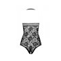 Бодістокінг з імітацією корсетної шнурівки Passion BS094 One Size, black, квітковий візерунок, з дос SO8923 Passion (Польща) ...