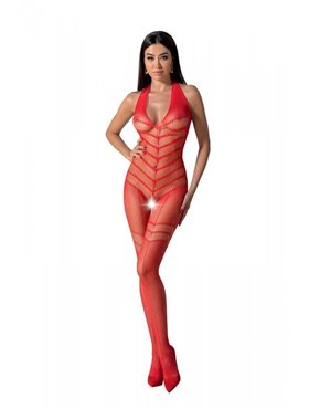 Бодістокінг з плетінням на животику Passion BS100 One Size, red, декоративний шов, з доступом
