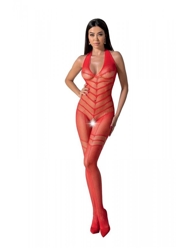 Бодістокінг з плетінням на животику Passion BS100 One Size, red, декоративний шов, з доступом SO8942 Passion (Польща) фото - ...
