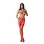 Еротичні колготки-бодістокінг з ажурним поясом Passion S027 One Size, red, відкритий доступ SO8952 Passion (Польща) фото - Lu...