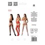 Еротичні колготки-бодістокінг з плетінням на стегнах Passion S030 One Size, white, квітковий візерун SO8962 Passion (Польща) ...