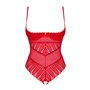 Боді з доступом Obsessive Ingridia crotchless teddy XS/S, червоне, відкриті груди