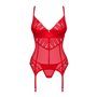 Комплект корсет та стрінги Obsessive Ingridia corset & thong XL/2XL, червоний