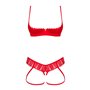 Комплект Obsessive Ingridia 2-pcs crotchless set M/L, червоний, з доступом, відкриті груди