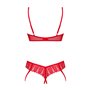 Комплект Obsessive Ingridia 2-pcs crotchless set M/L, червоний, з доступом, відкриті груди