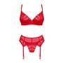 Комплект Obsessive Ingridia 3-pcs set XS/S, червоний, бюстгальтер, стрінги, пояс SO9034 Obsessive (Польща) фото - Luxbikini
